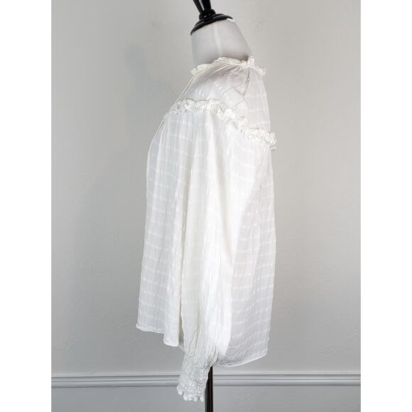 River Island Top Ruffle Bib Blouse Peasant Boho Victorian Cottagecore Size 8 - Picture 11 of 16